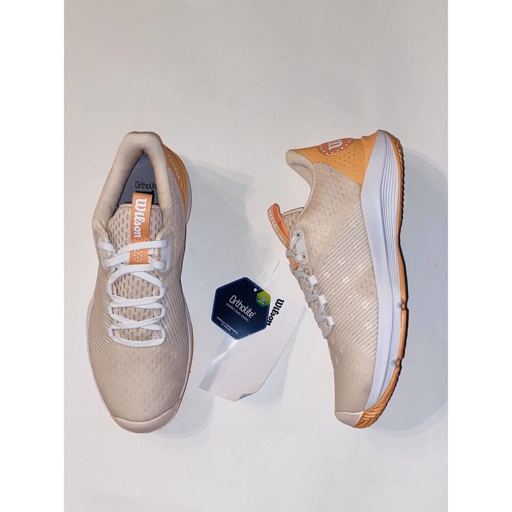 Wilson Women's Size 8 Hurakn Padel Shoes (Scallop Shell/Cantaloupe/White)